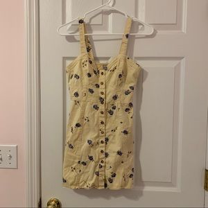 Pale Yellow and Blue Floral Bustier Mini Dress